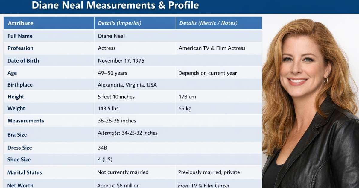 Diane Neal Measurements