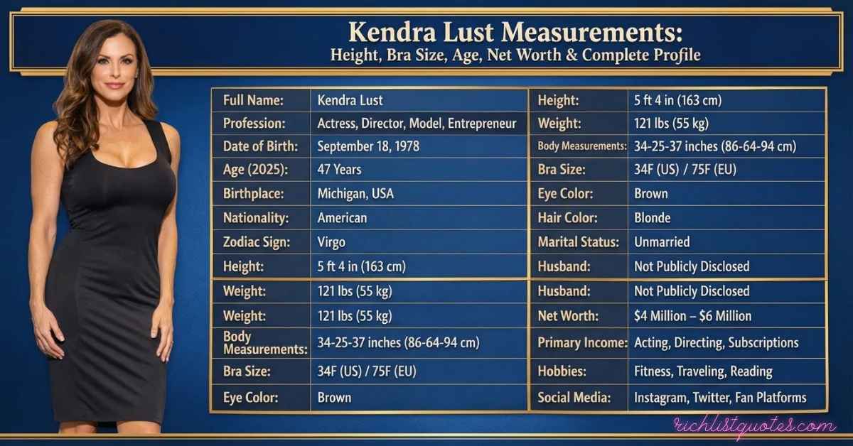Kendra Lust Measurements